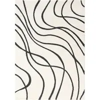 Lemonde Wavy Abstract Rug - Black and White