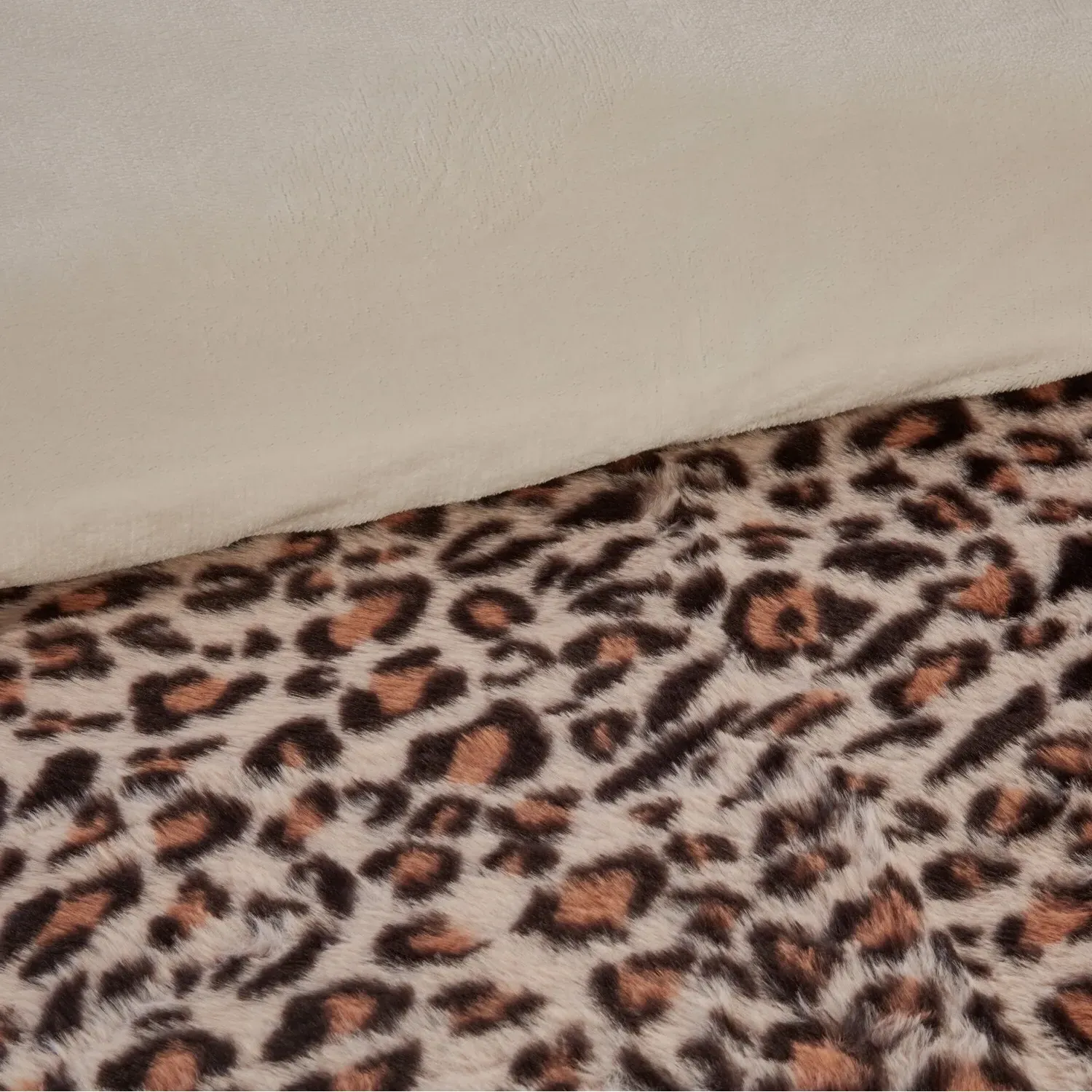 Leopard Print Double Duvet Set - Brown, Faux Fur