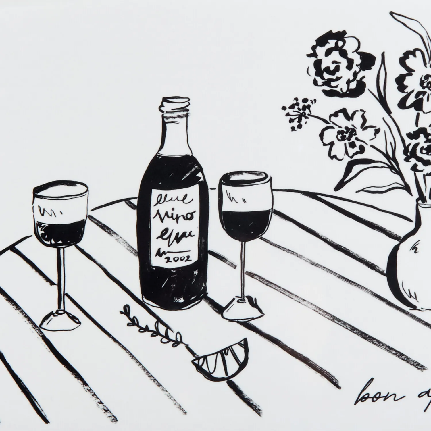 Lets Eat Large Serving Tray - White