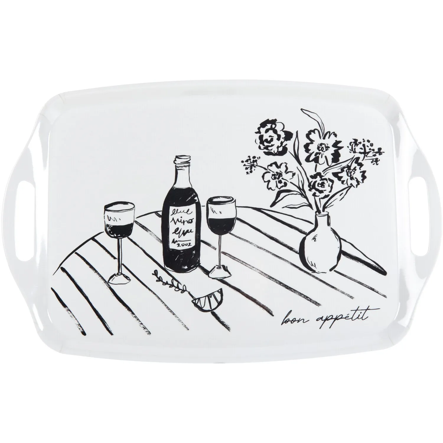 Lets Eat Large Serving Tray - White