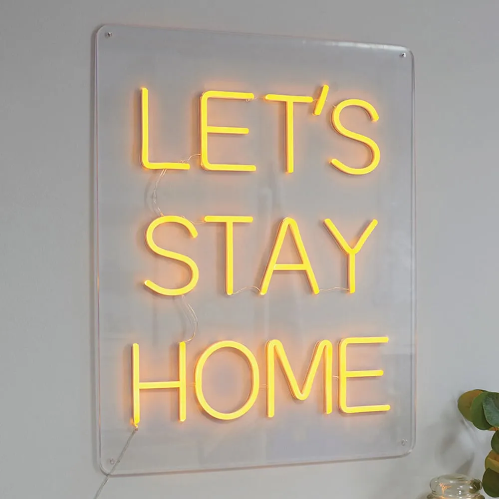 Lets Stay Home Neon Sign Light - Orange image