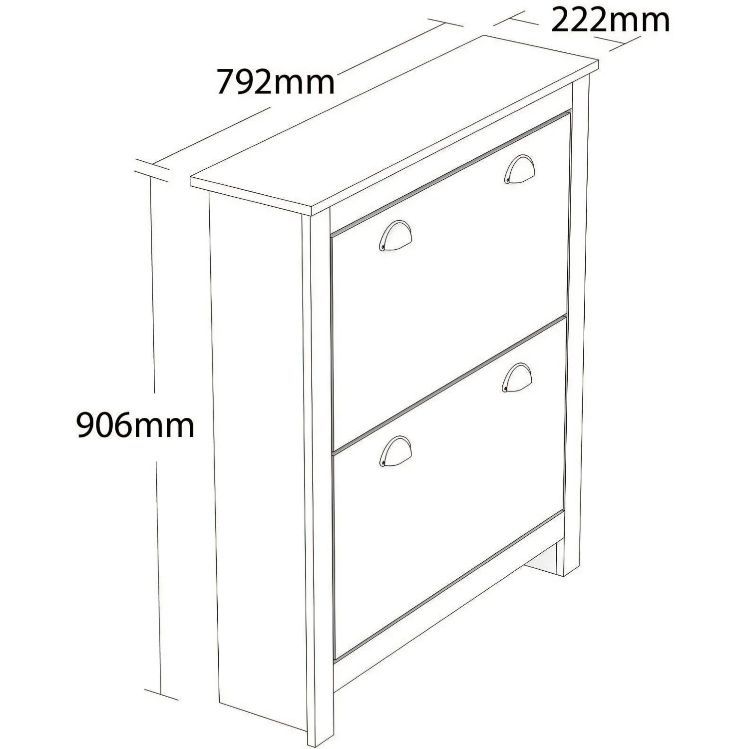 Lexington 2 Compartment Shoe Cabinet - Grey