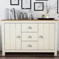 Lexington 2 Door 3 Drawer Sideboard - Cream, Oak