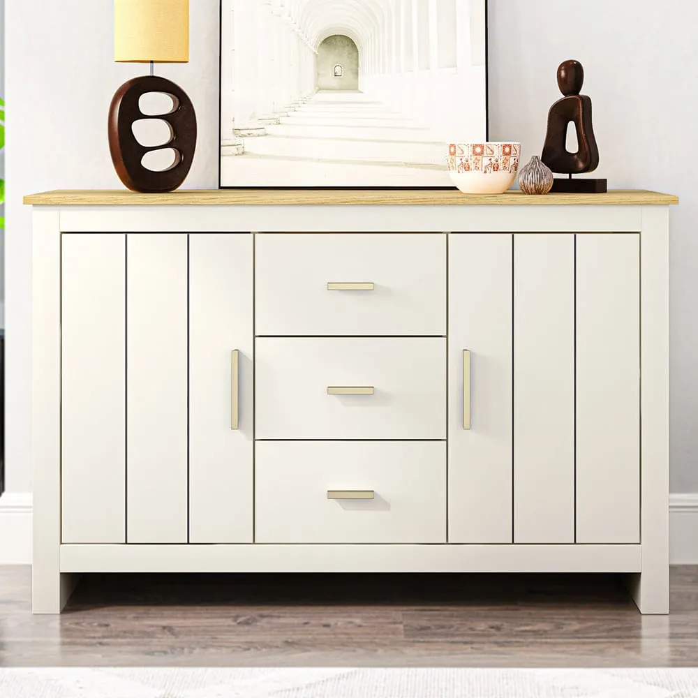 Lexington 2 Door 3 Drawer Sideboard - Cream, Oak image