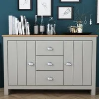 Lexington 2 Door 3 Drawer Sideboard - Grey, Oak