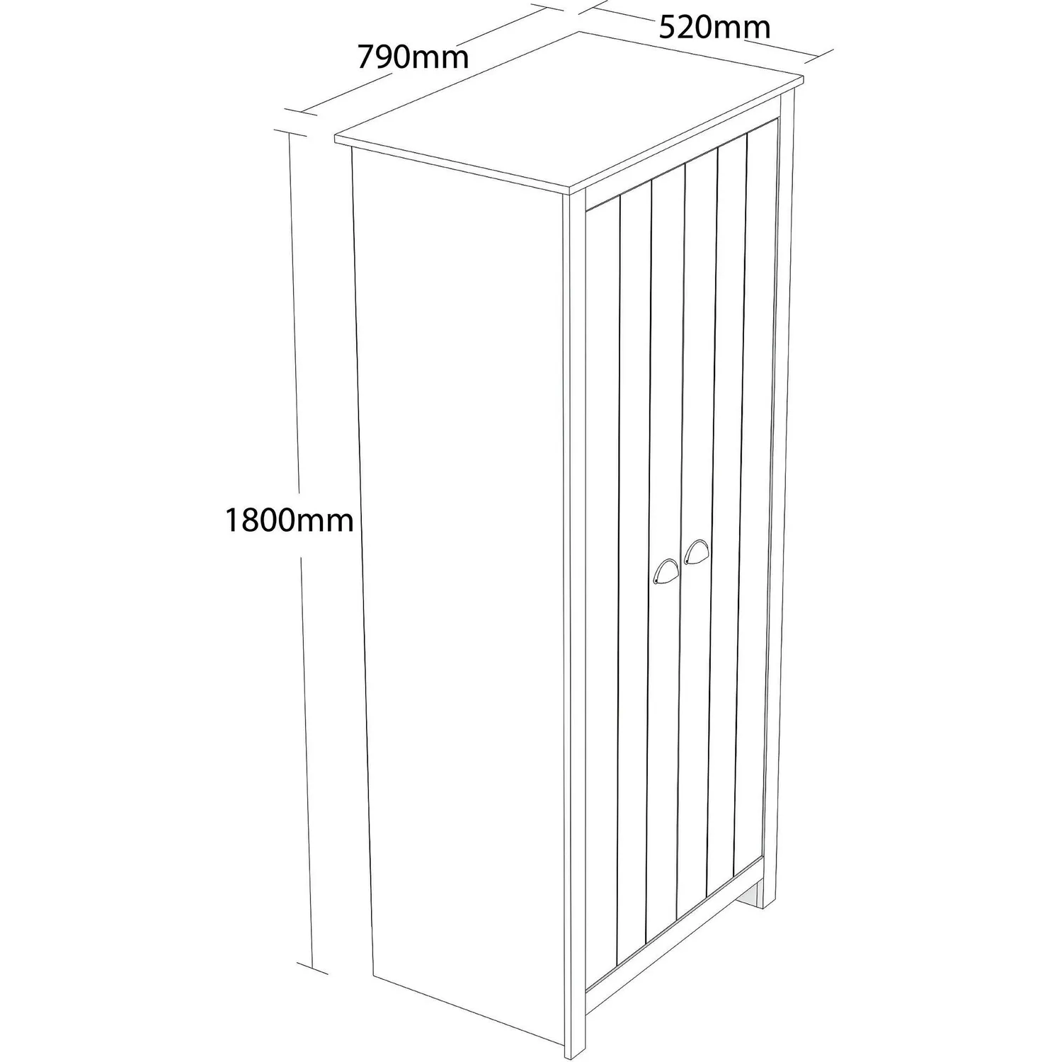 Lexington 2 Door Wardrobe - Cream, Oak