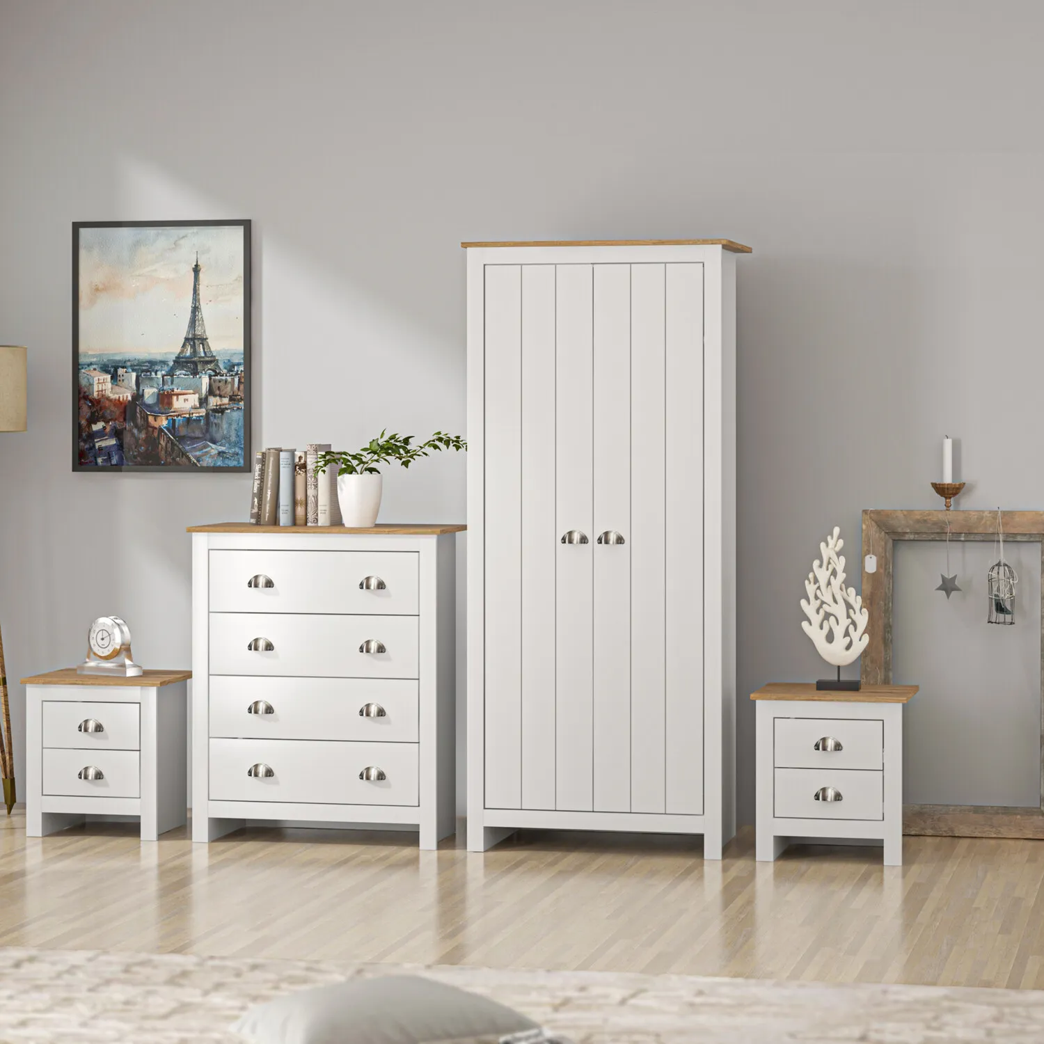 Lexington 2 Door Wardrobe - White, Oak
