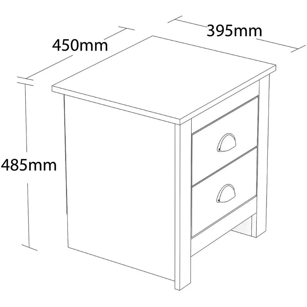 Lexington 2 Drawer Bedside Table - Grey, Oak