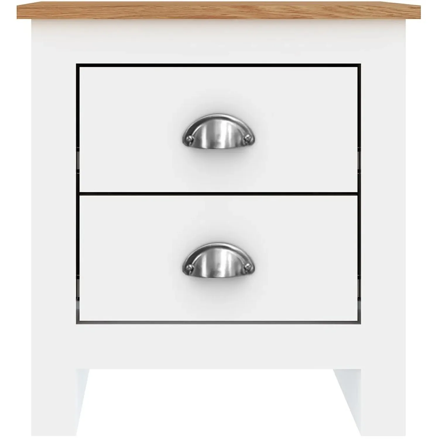 Lexington 2 Drawer Bedside Table - White, Oak