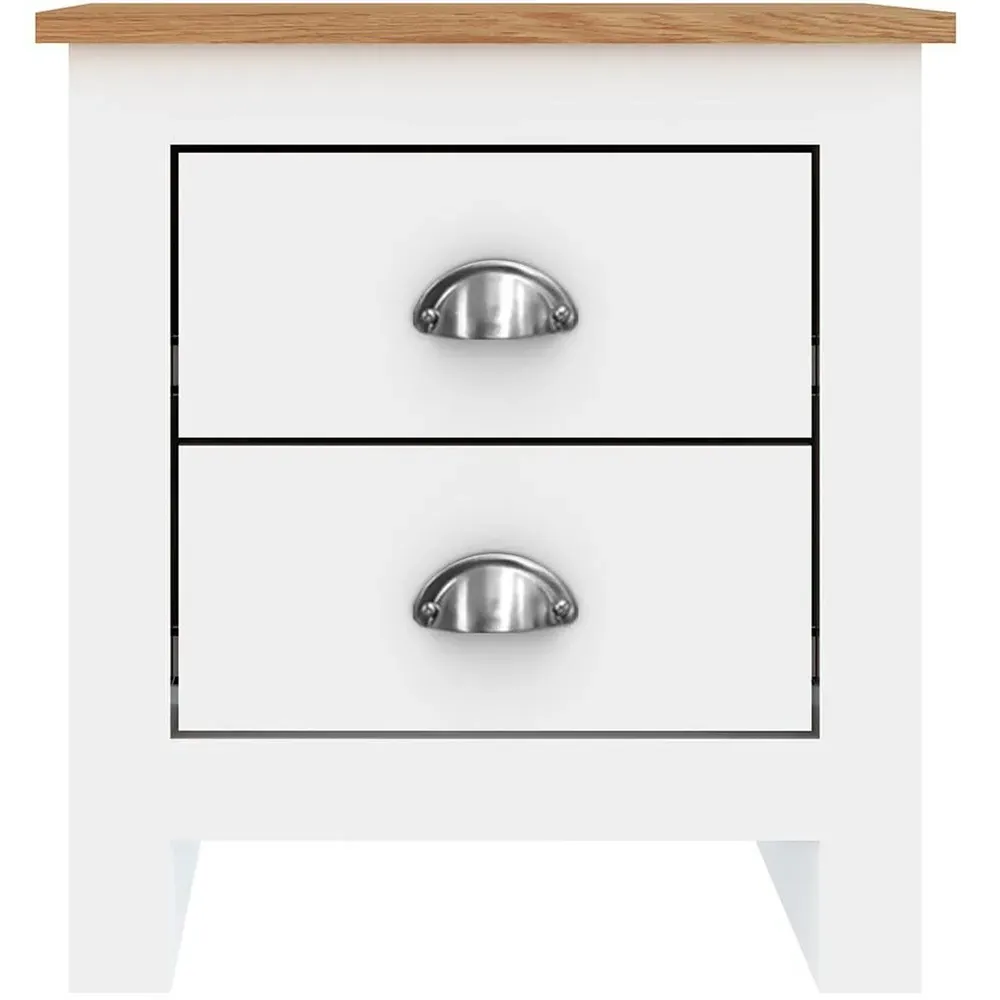 Lexington 2 Drawer Bedside Table - White, Oak