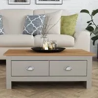 Lexington 2 Drawer Coffee Table - Grey, Oak