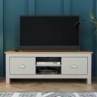 Lexington 2 Drawer TV Unit - Grey, Oak Effect