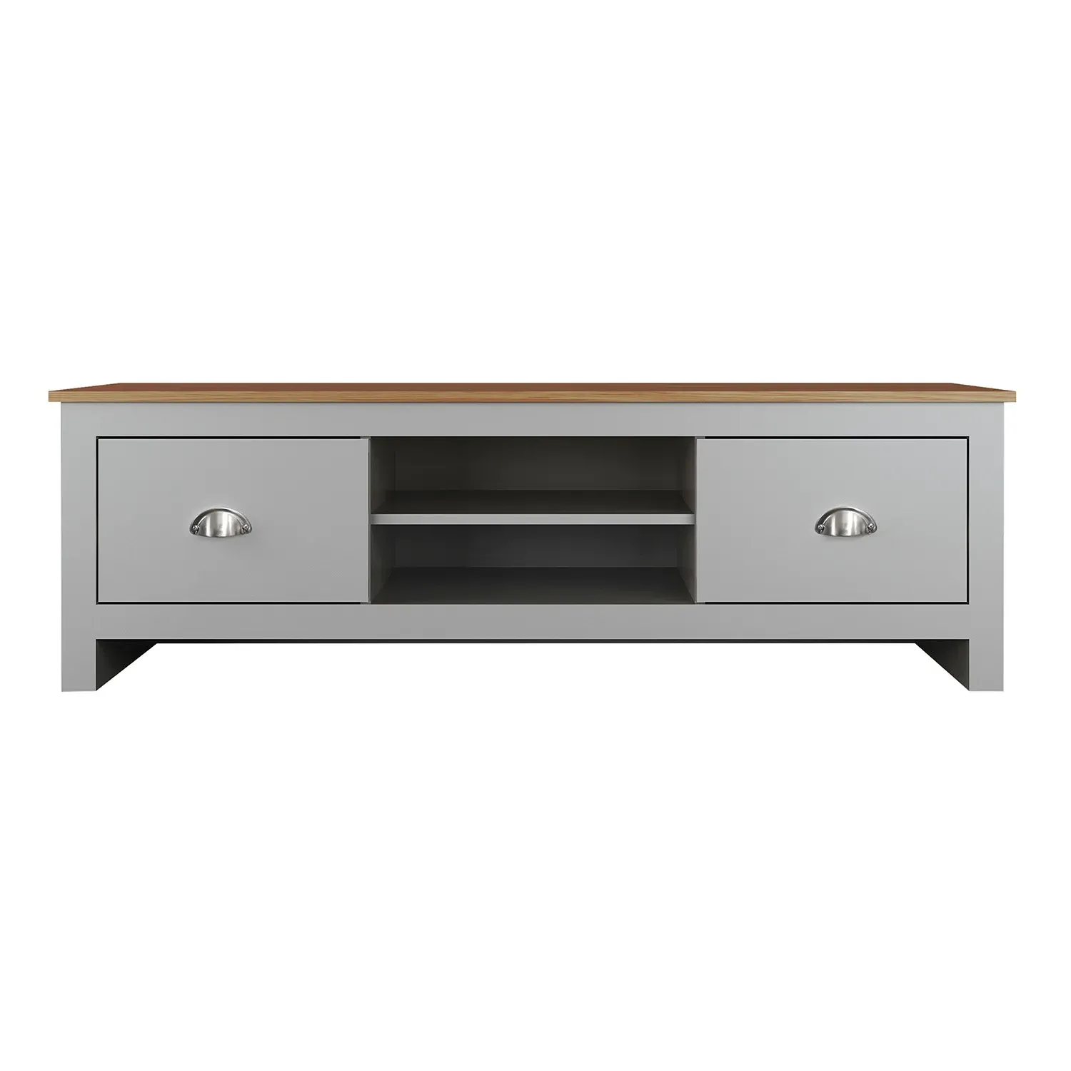 Lexington 2 Drawer TV Unit - Grey, Oak Effect