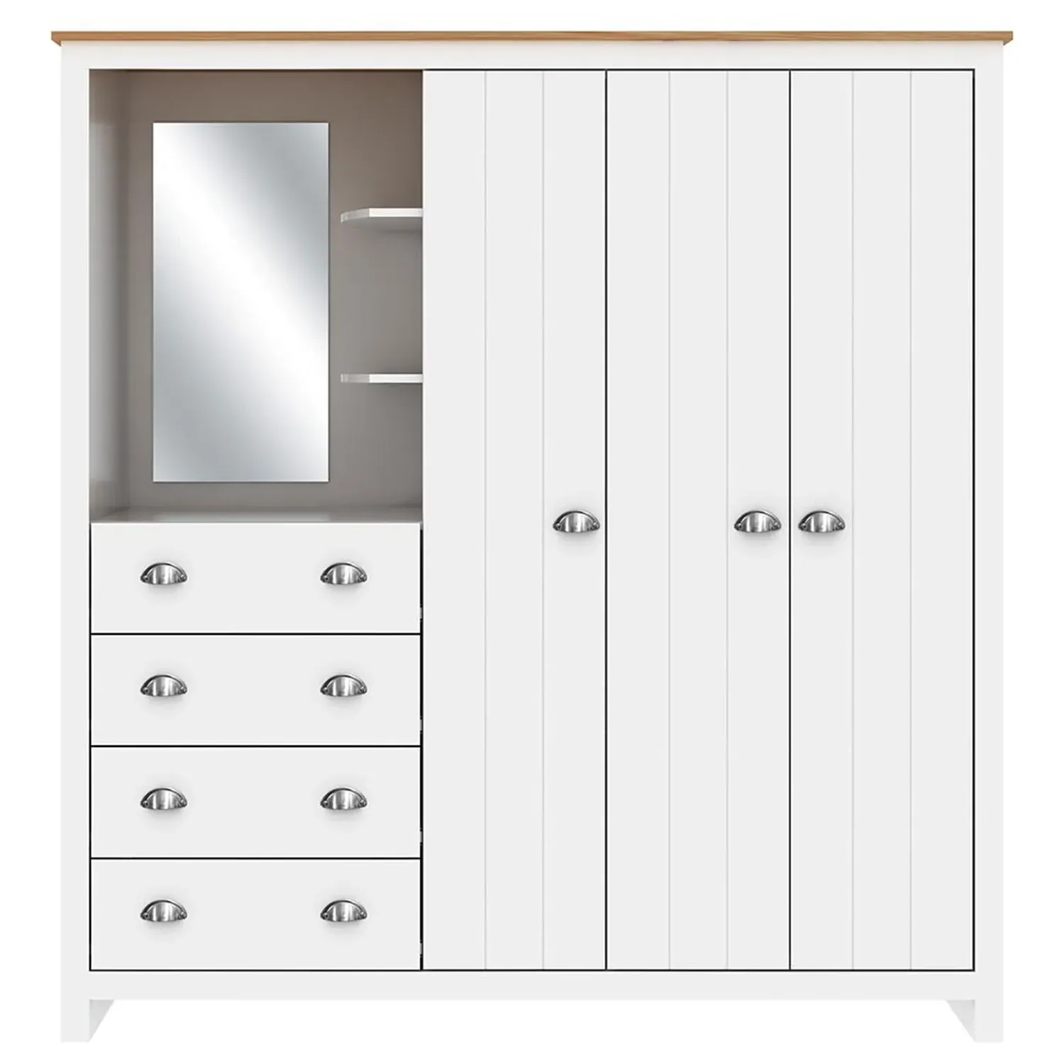 Lexington 3 Door Combination Wardrobe with Drawers - White