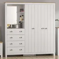 Lexington 3 Door Combination Wardrobe with Drawers - White