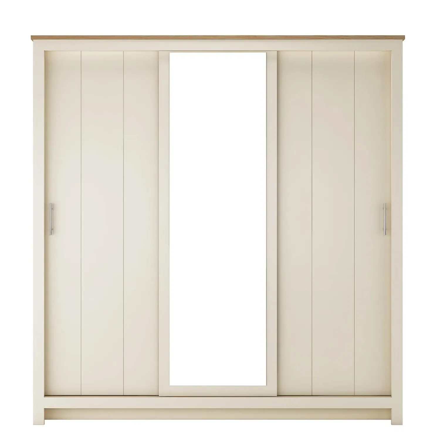 Lexington 3-Door Sliding Wardrobe with Mirror - Cream, Oak