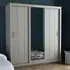 Lexington 3-Door Sliding Wardrobe with Mirror - Grey, Oak