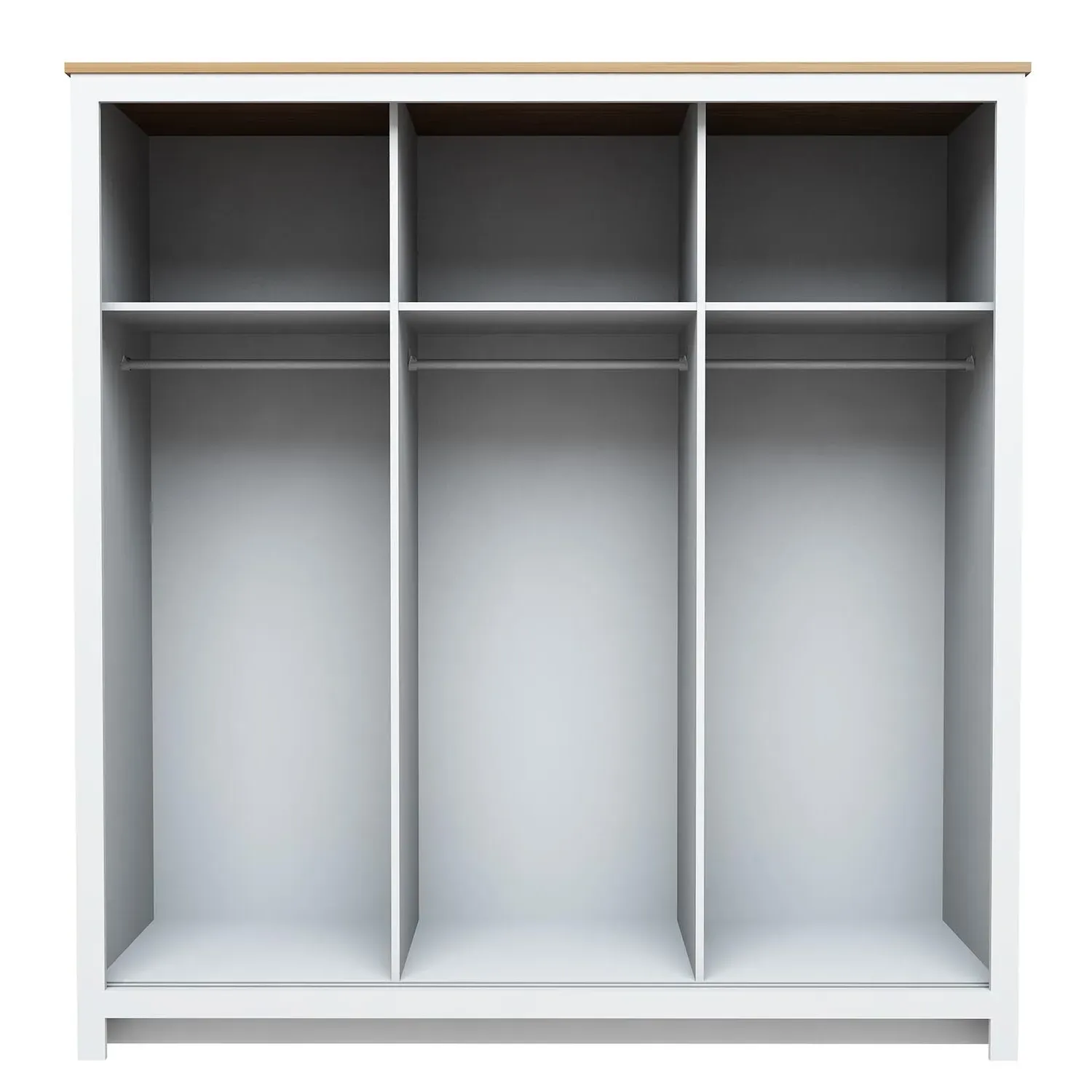 Lexington 3-Door Sliding Wardrobe with Mirror - White, Oak