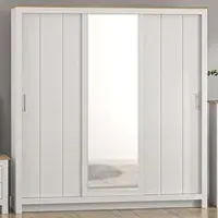 Lexington 3-Door Sliding Wardrobe with Mirror - White, Oak