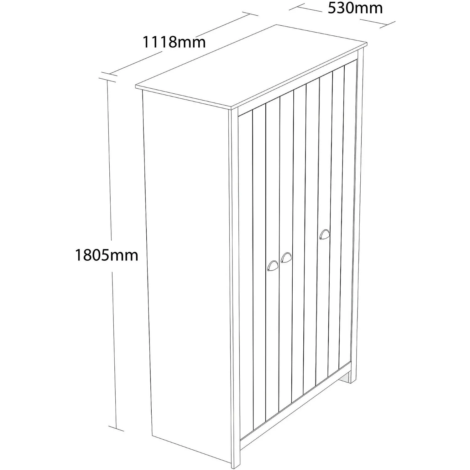 Lexington 3 Door Wardrobe - White