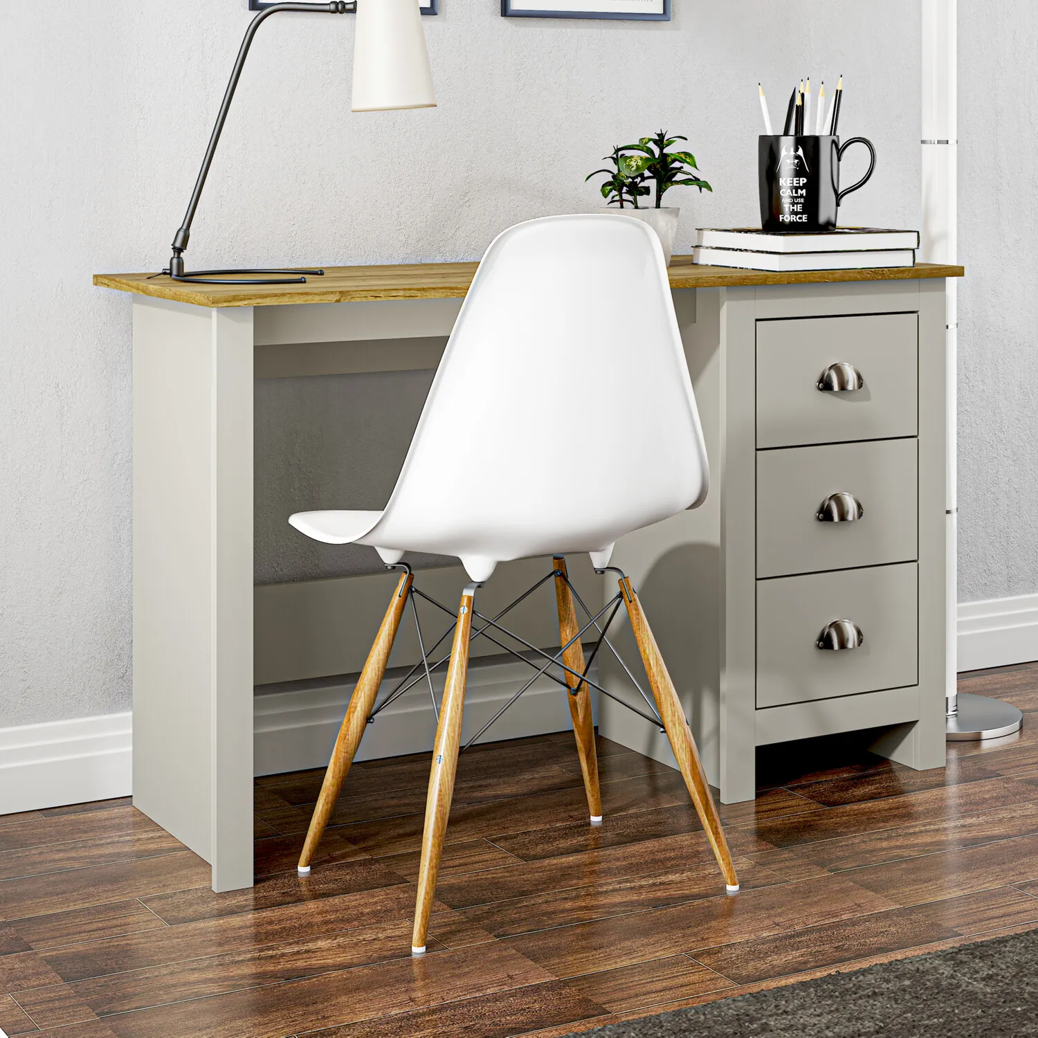 Lexington 3 Drawer Desk - Grey