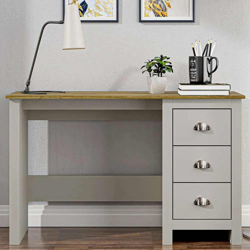 Lexington 3 Drawer Desk - Grey