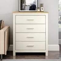 Lexington 4 Drawer Chest of Drawers - Cream, Oak