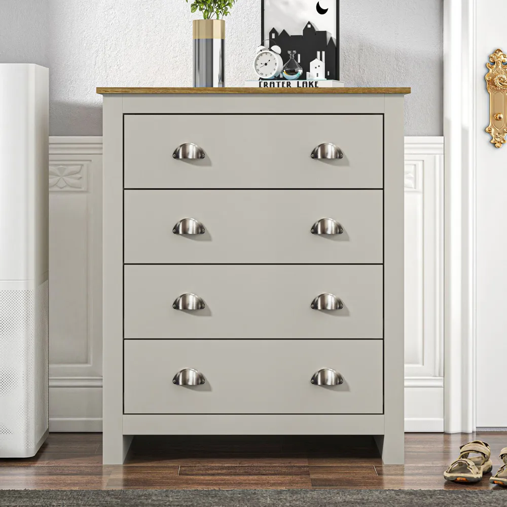 Lexington 4 Drawer Chest of Drawers - Grey, Oak