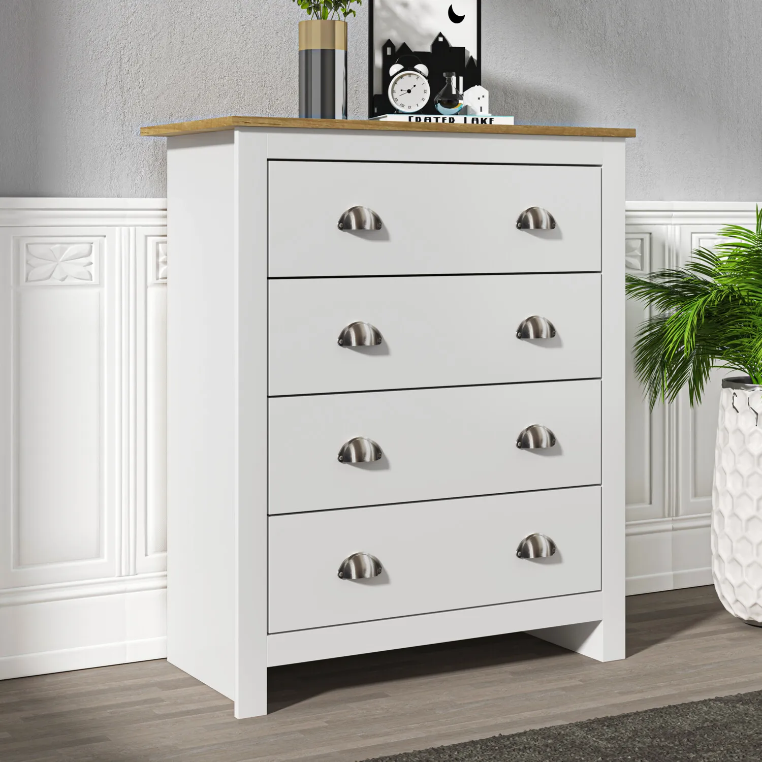 Lexington 4 Drawer Chest of Drawers - White, Oak