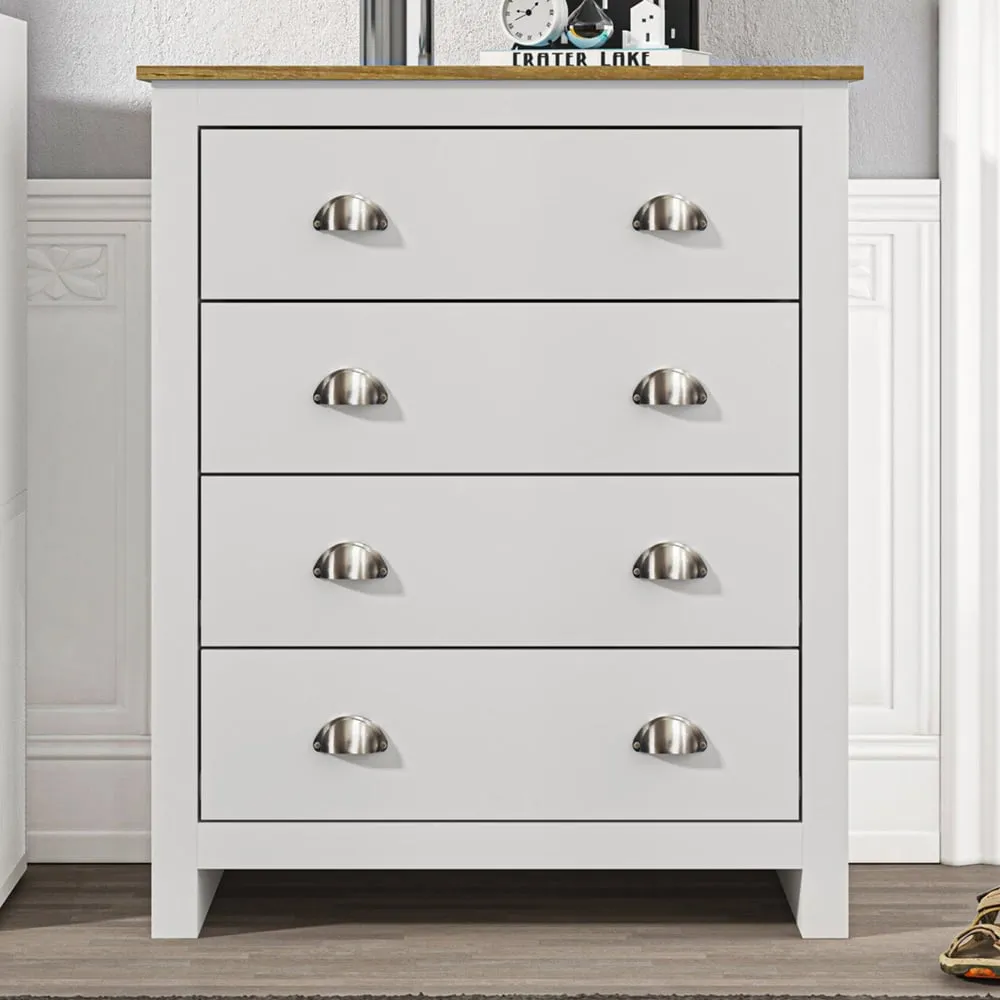 Lexington 4 Drawer Chest of Drawers - White, Oak