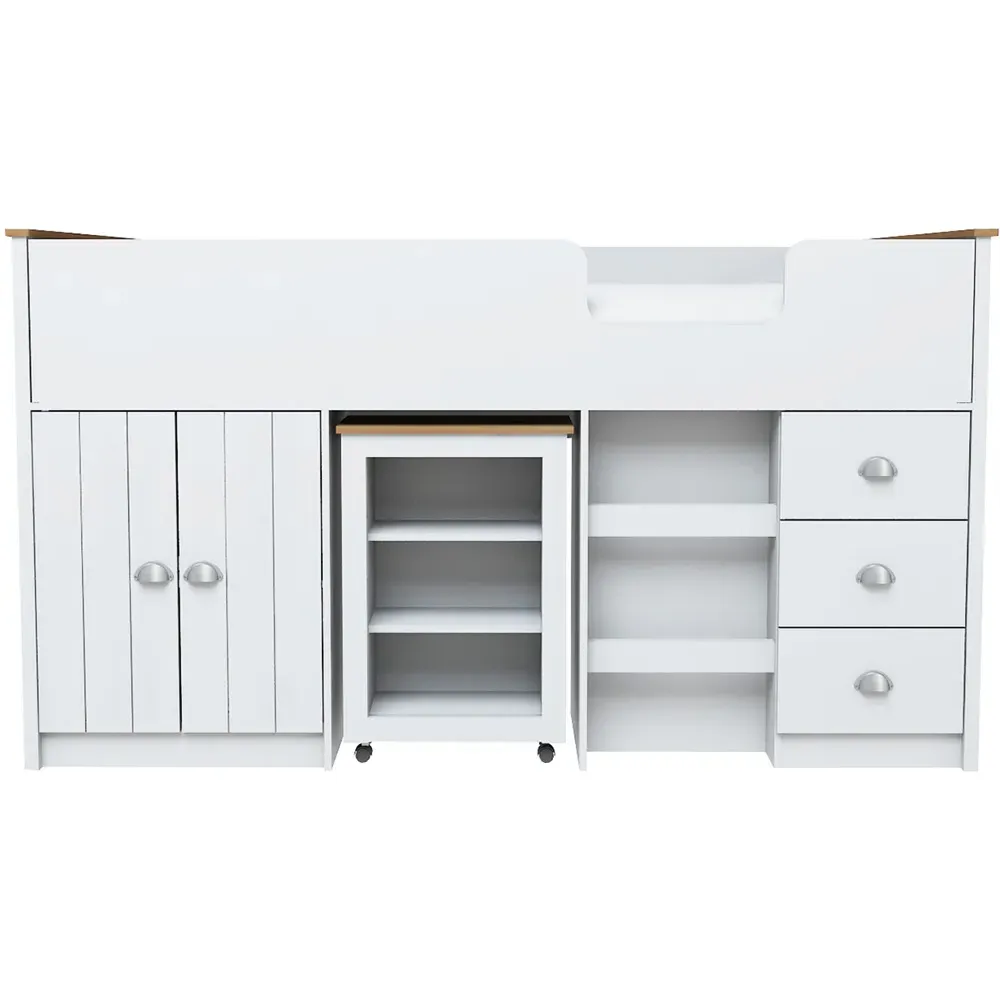 Lexington Mid Sleeper Bed with Storage - White