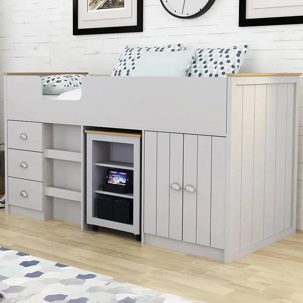 Lexington Mid Sleeper Bed with Storage - White