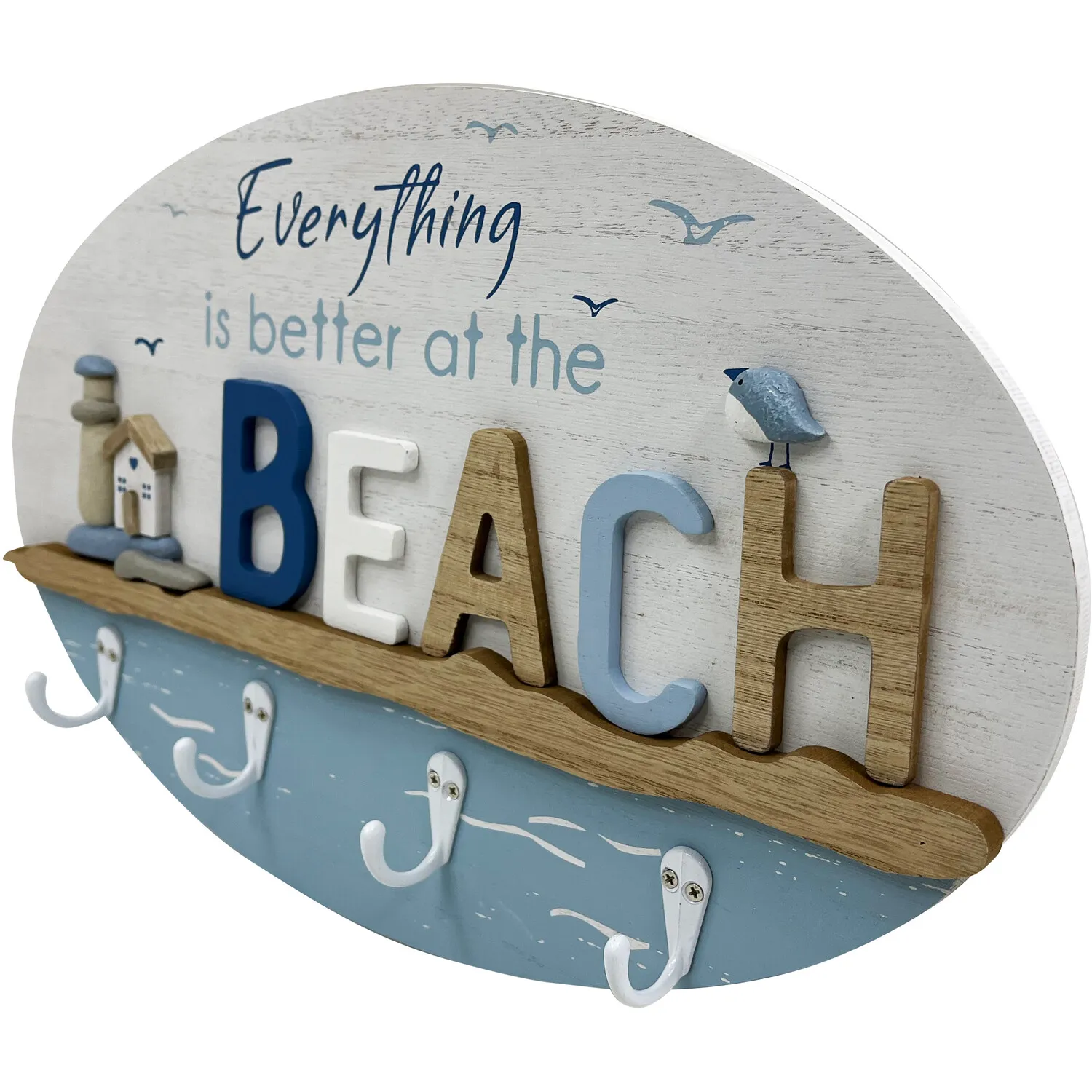 Life Is Better At The Beach Hook Plaque - Blue
