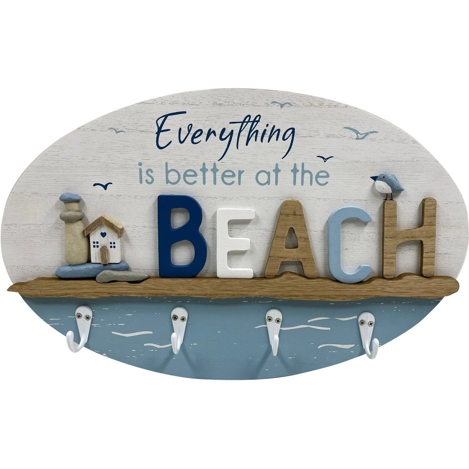 Life Is Better At The Beach Hook Plaque - Blue