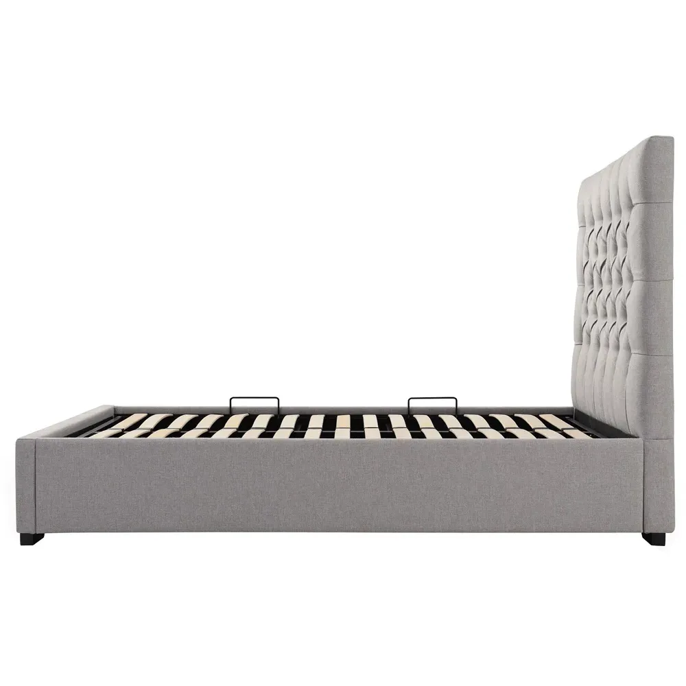 Lila King Size Ottoman Bed with Storage - Grey, Faux Wool