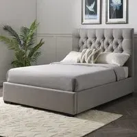 Lila King Size Ottoman Bed with Storage - Grey, Faux Wool