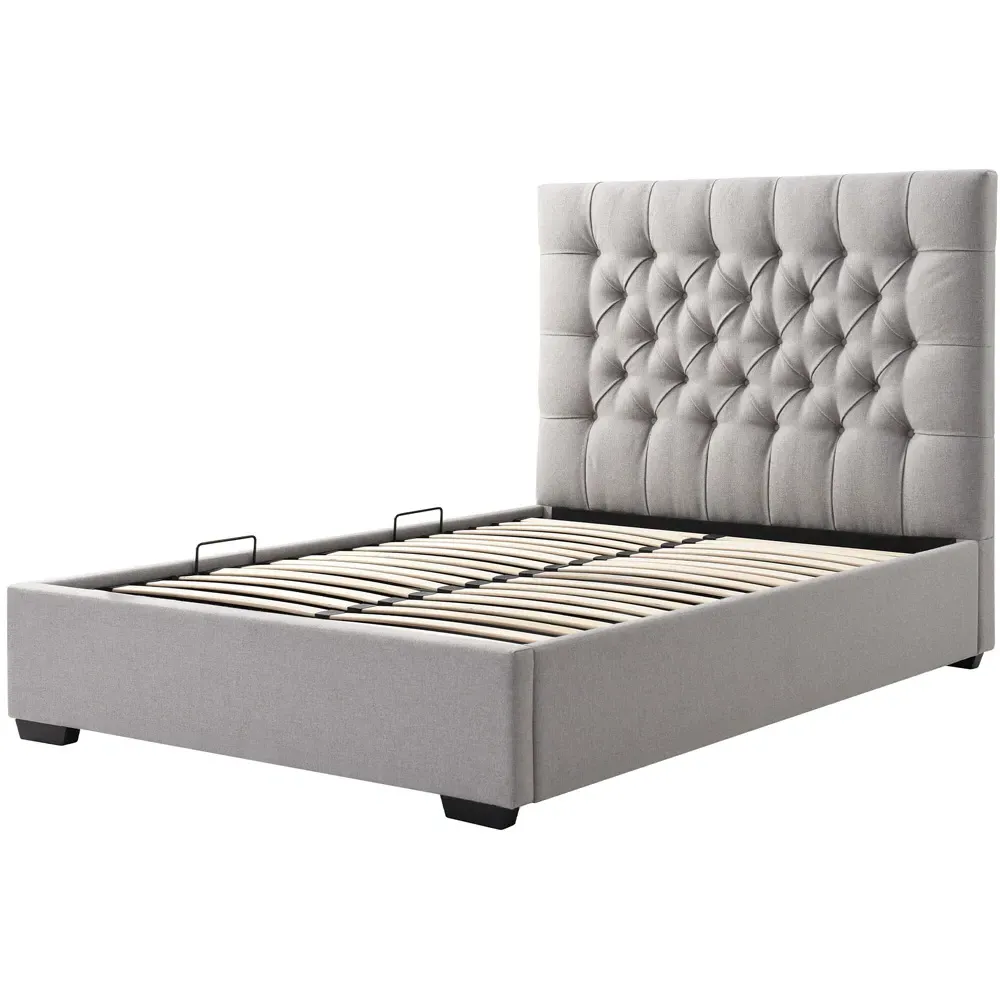 Lila Super King Ottoman Bed with Storage - Grey, Faux Wool