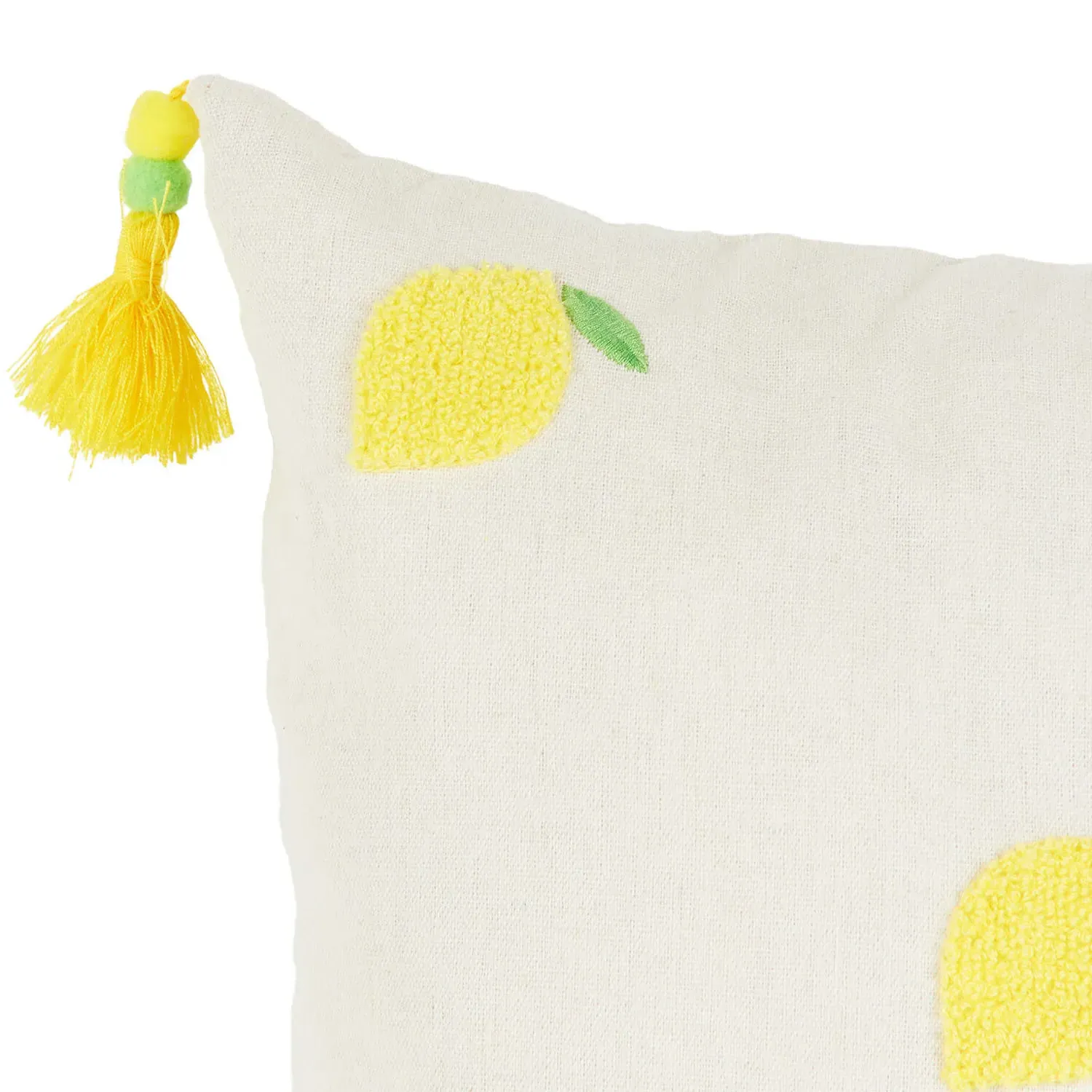 Limona Embroidered Cushion - White, Yellow