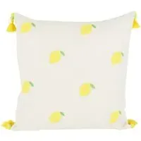 Limona Embroidered Cushion - White, Yellow
