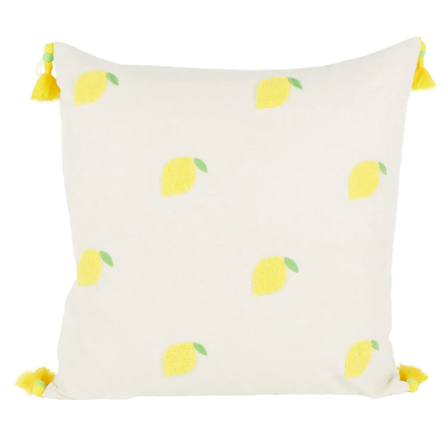 Limona Embroidered Cushion - White, Yellow