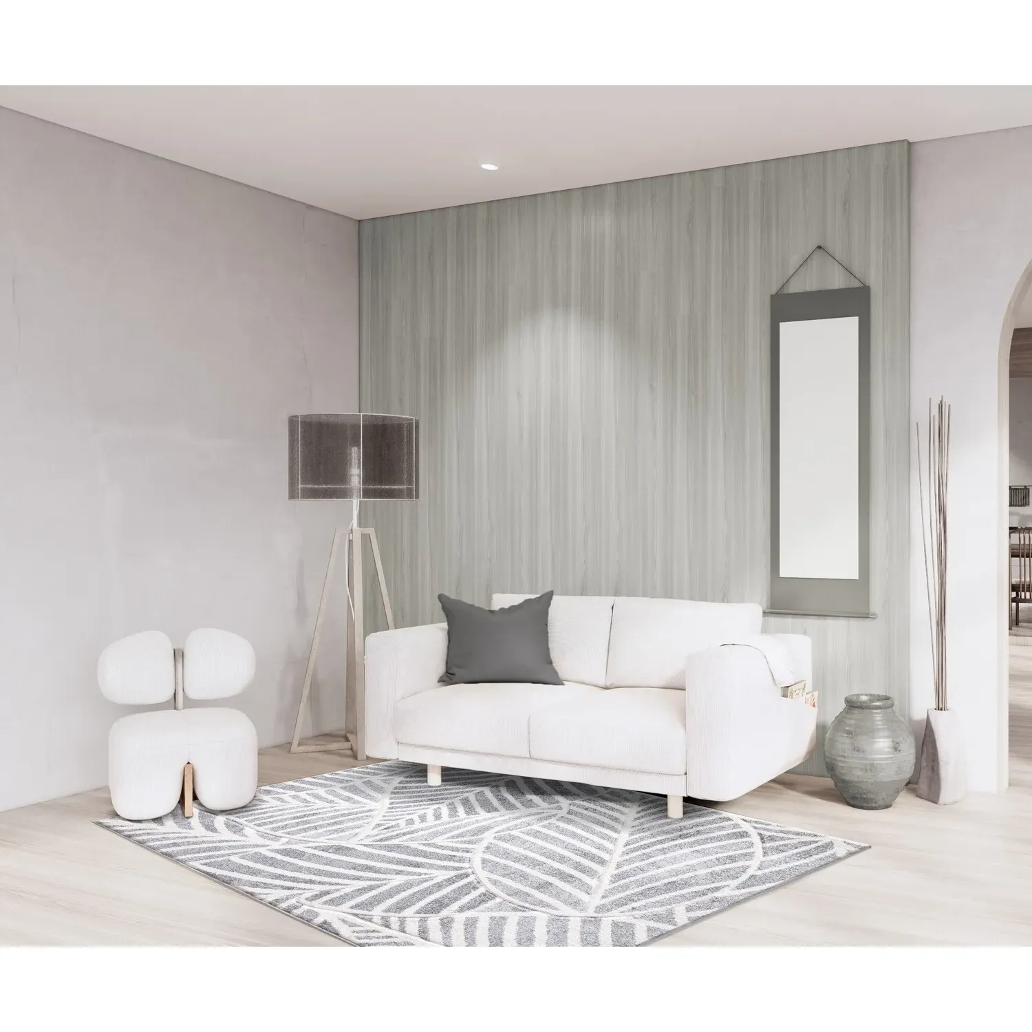 Linear Leaf Rug 120cm - Grey