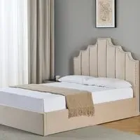 Lipton Double Ottoman Bed with Storage - Cream, Velvet