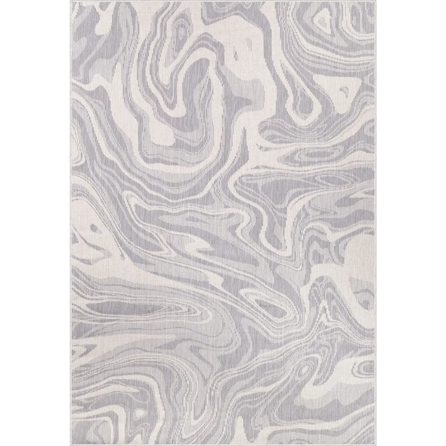 Liquid Marble Effect Rug - Grey image