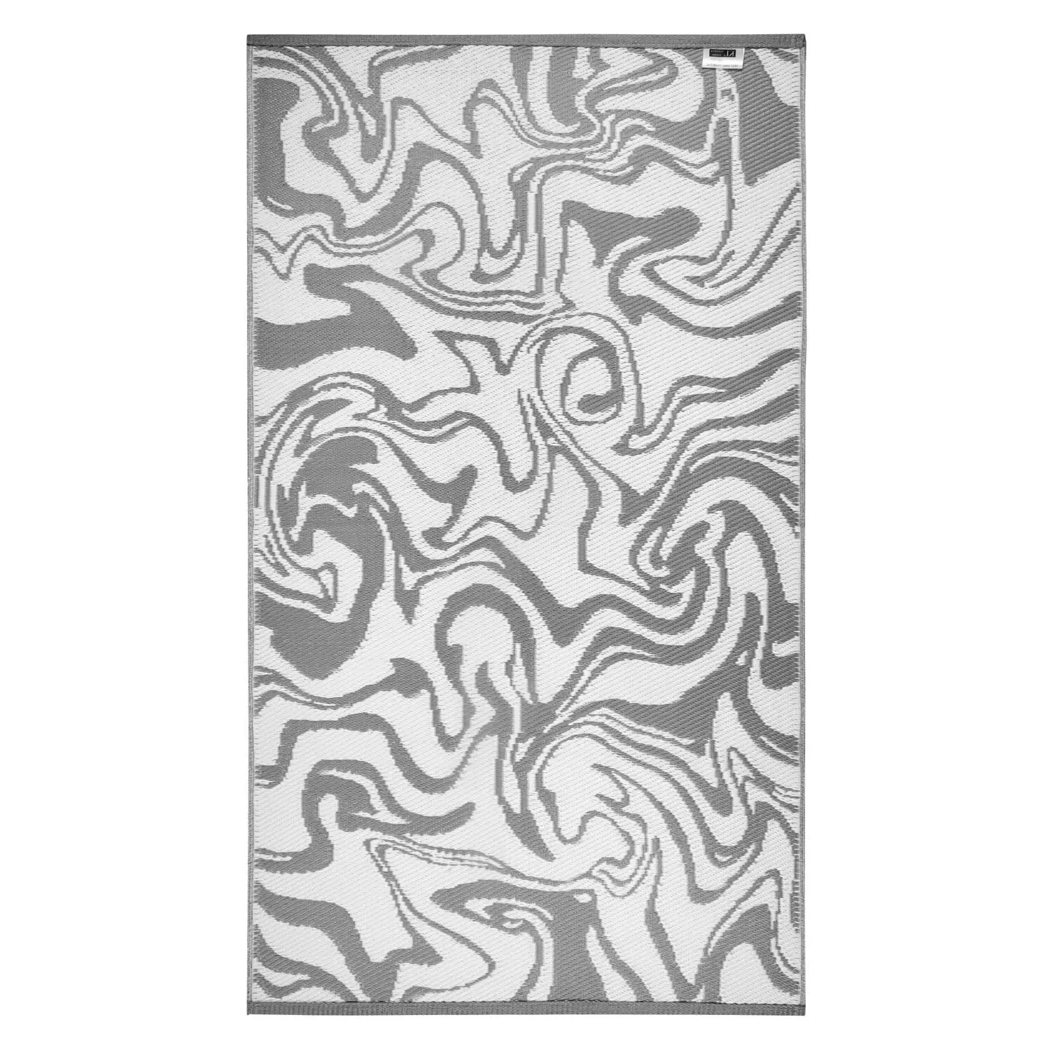 Liquid Marble Outdoor Rug Reversible - Grey, Recycled Plastic