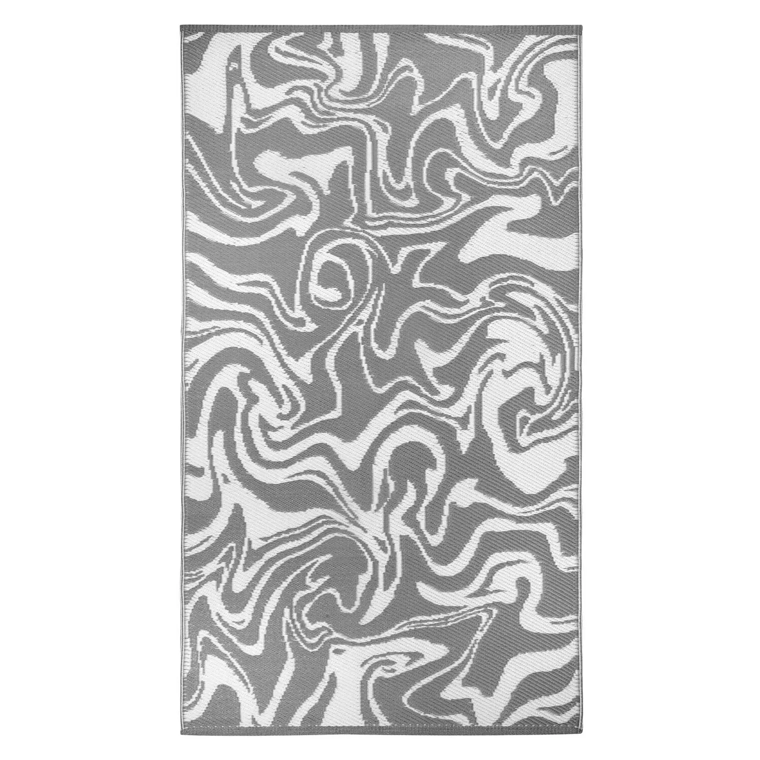 Liquid Marble Outdoor Rug Reversible - Grey, Recycled Plastic