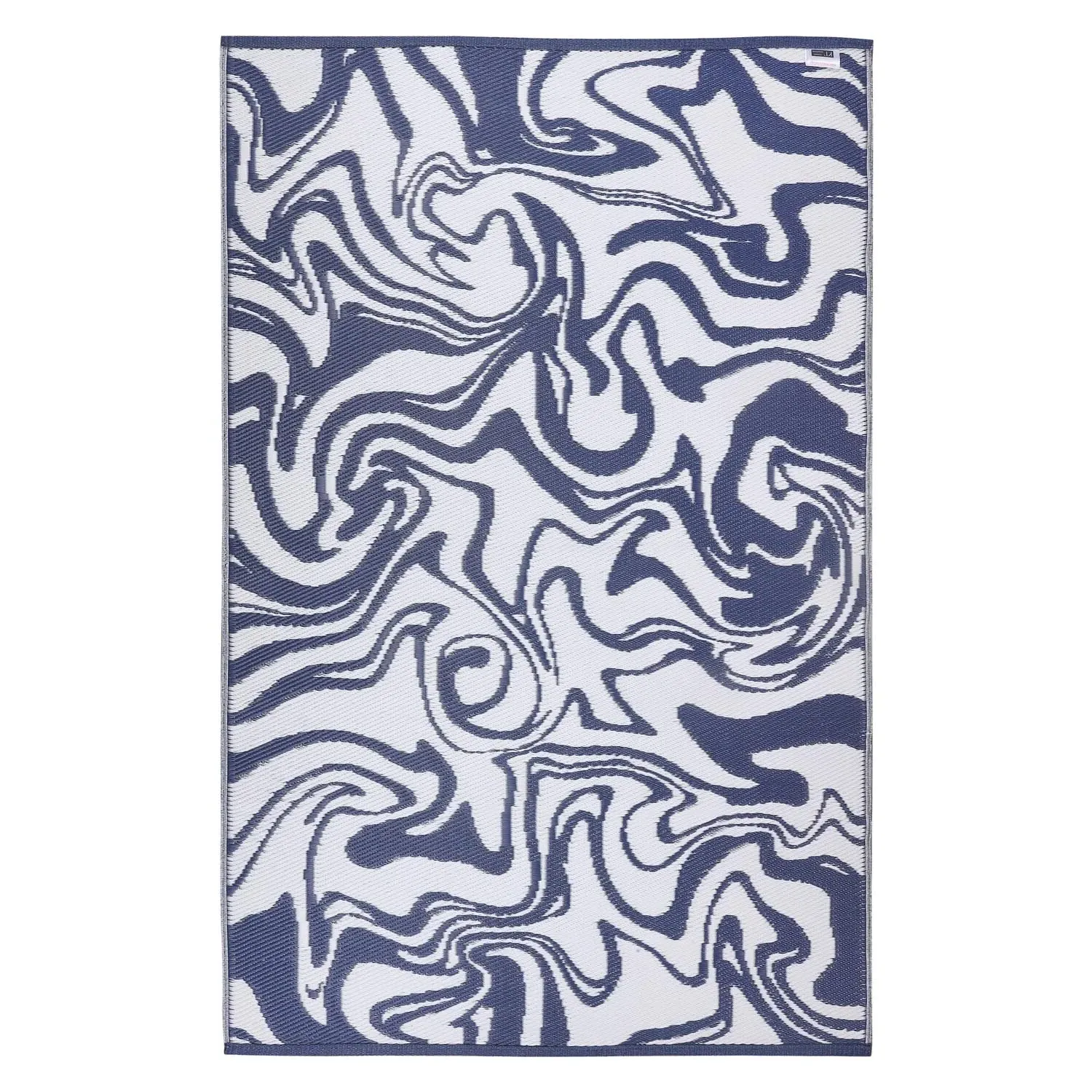 Liquid Marble Outdoor Rug Reversible - Navy, Recycled Plastic