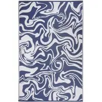 Liquid Marble Outdoor Rug Reversible - Navy, Recycled Plastic