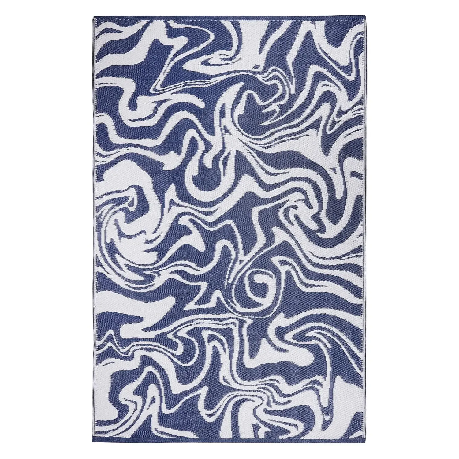 Liquid Marble Outdoor Rug Reversible - Navy, Recycled Plastic image