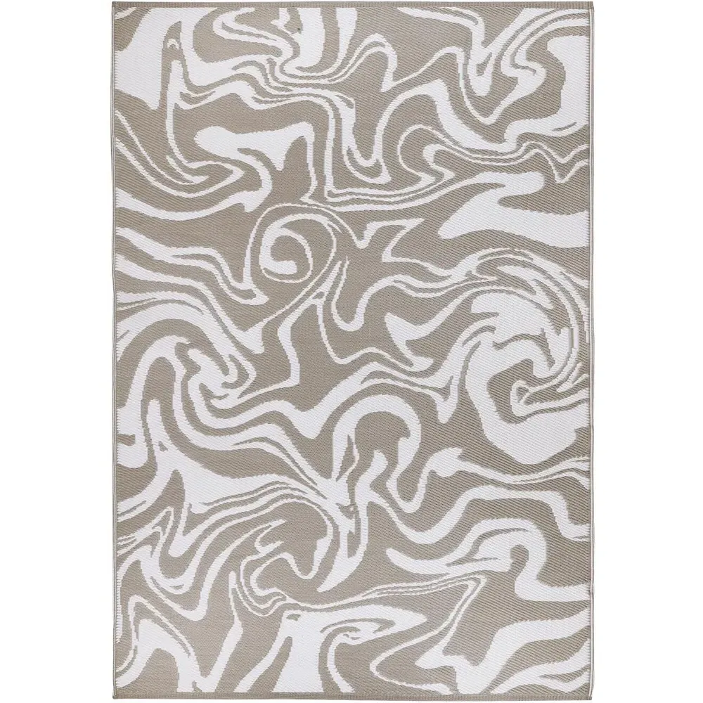 Liquid Marble Outdoor Rug Reversible - Taupe, Recycled Plastic