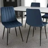 Lisbon Set of 4 Dining Chairs - Blue, Velvet